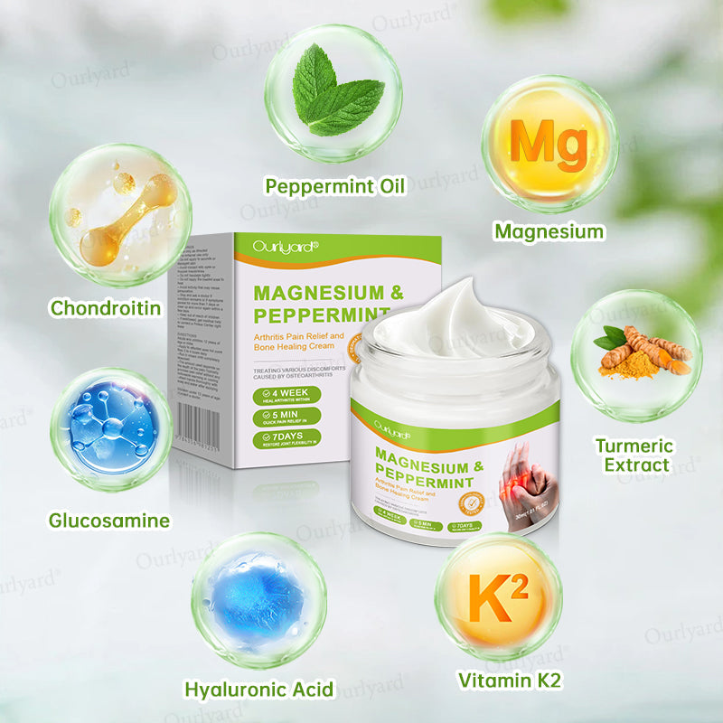 👨‍⚕️☘️Made and Shipped from the UK ✅Ourlyard® Magnesium & Peppermint Arthritis Pain Relief and Bone Healing Cream(✅Quick and lasting solution to arthritis, rheumatism, muscle spasms, sports injuries) 🔥LAST DAY 70% OFF
