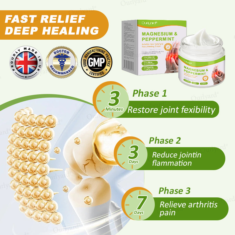 👨‍⚕️☘️Made and Shipped from the UK ✅Ourlyard® Magnesium & Peppermint Arthritis Pain Relief and Bone Healing Cream(✅Quick and lasting solution to arthritis, rheumatism, muscle spasms, sports injuries) 🔥LAST DAY 70% OFF