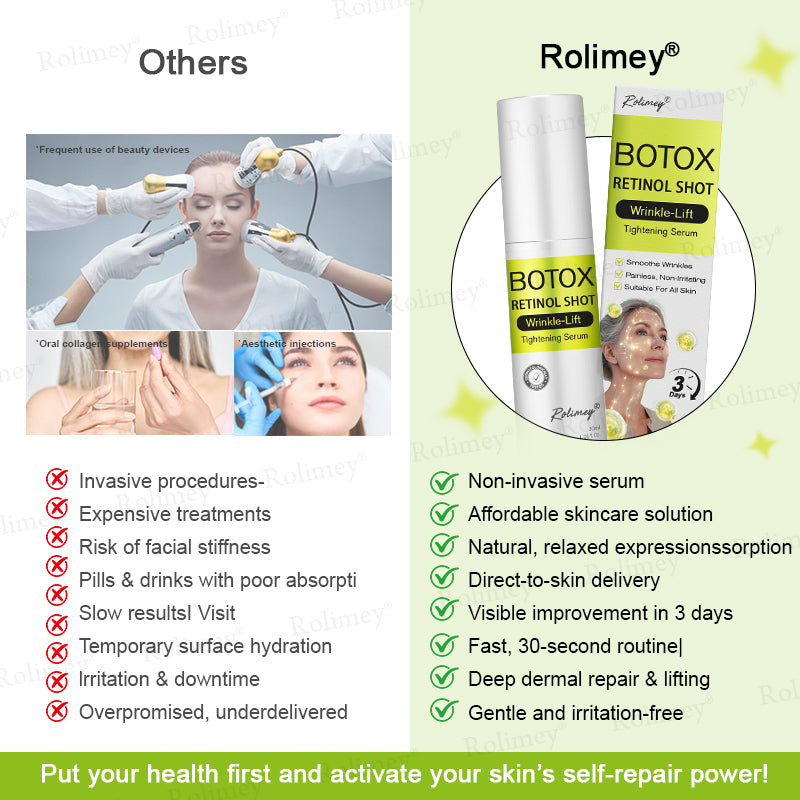 ✅👨‍⚕️✨Made and shipped from the UK 💫Rolimey® Botox & Vita-A Retinol Shot Wrinkle-Lift Tightening Serum - Last Day Promotion 70% OFF