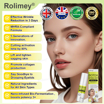 ✅👨‍⚕️✨Made and shipped from the UK 💫Rolimey® Botox & Vita-A Retinol Shot Wrinkle-Lift Tightening Serum - Last Day Promotion 70% OFF