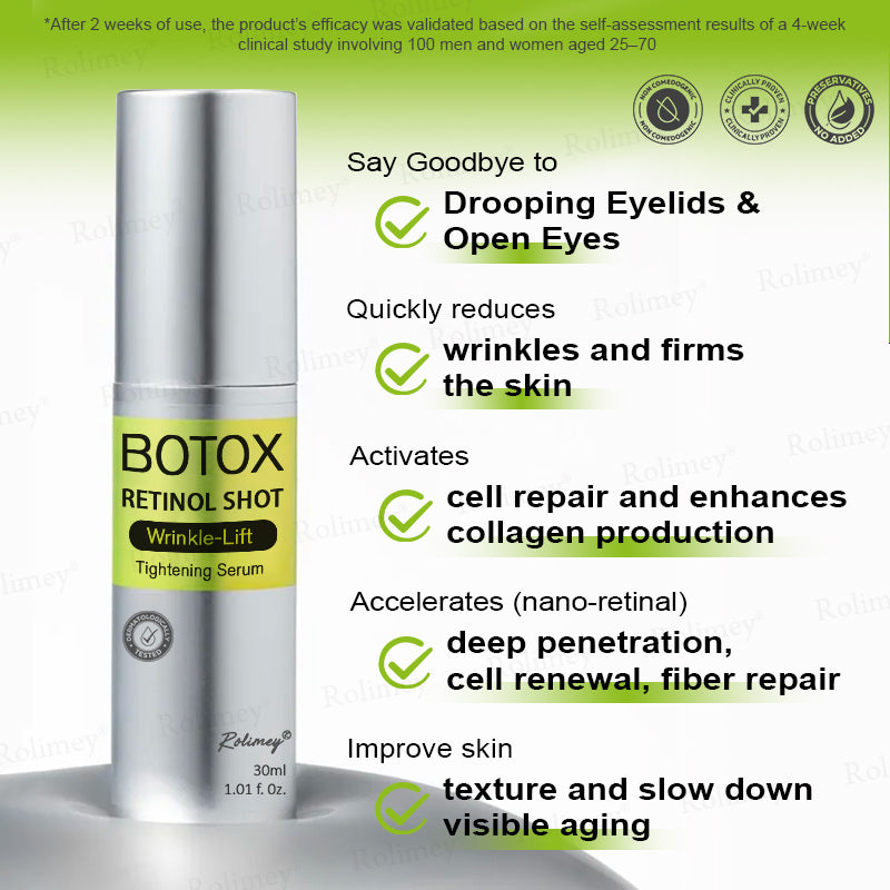 ✅👨‍⚕️✨Made and shipped from the UK 💫Rolimey® Botox & Vita-A Retinol Shot Wrinkle-Lift Tightening Serum - Last Day Promotion 70% OFF